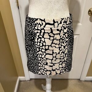 J.Crew Black & Off White Animal Print Cotton Mini Skirt Flat Waist size 0